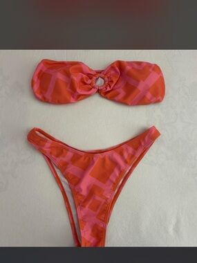 Orange and pink bikini set size small